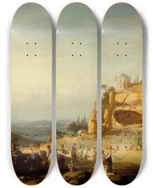 Triptych art skateboard deck of Bartholomeus Breenbergh Arcadian Landscape by Bartholomeus Breenbergh (1598-1657)