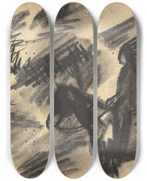 Triptych art skateboard deck of August Macke Indianer Zu Pferd by August Macke (1887-1914)