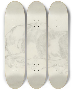 Triptych art skateboard deck of Edgar Degas Tude De Cheval_2 by Edgar Degas (1834-1917)