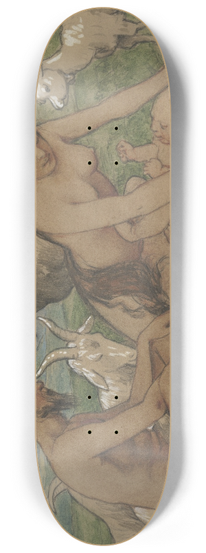 Hans Thoma - Family of Fauns 8.25 inch art skate deck