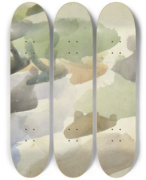 Triptych art skateboard deck of August Lucas Watercolour Samples by August Lucas (1803-1863)
