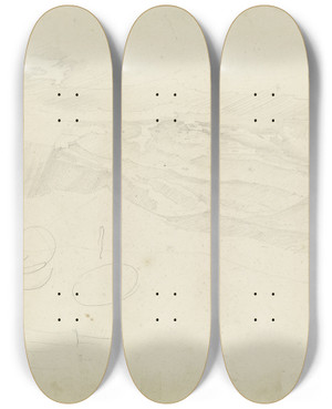 Triptych art skateboard deck of August Lucas Weiter Blick Ber Die Sabiner Berge by August Lucas (1803-1863)