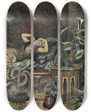 Triptych art skateboard deck of Giuseppe Aureli A Pretty Tune by Giuseppe Aureli (1858-1929)