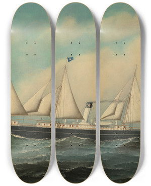 Triptych art skateboard deck of Antonio Jacobsen El Mar by Antonio Jacobsen (1850-1921)