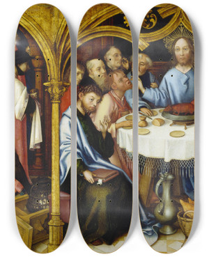 Triptych art skateboard deck of Hans Holbein The Elder The Last Supper by Hans Holbein The Elder (1460-1524)