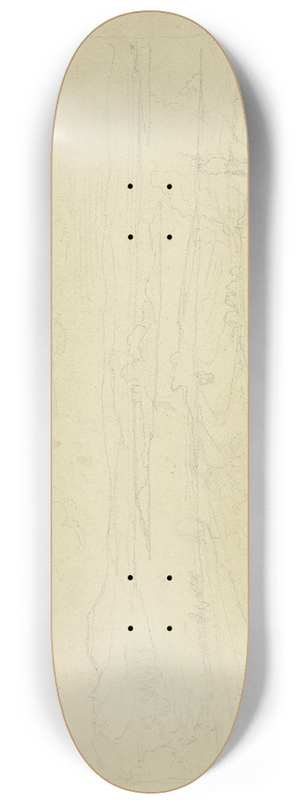 Hans Thoma - Landschaft, im Vordergrund Figuren, im Hintergrund ein See mit Insel 8.25 inch art skate deck