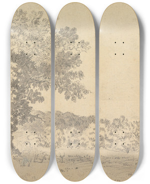 Triptych art skateboard deck of Sawrey Gilpin Landscape With Deer by Sawrey Gilpin (1733-1807)