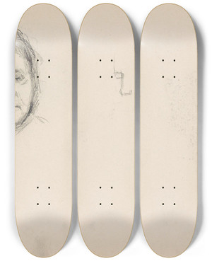 Triptych art skateboard deck of Signe Scheel Christiane Marie Mathilde Bay Riss by Signe Scheel (1860-1942)
