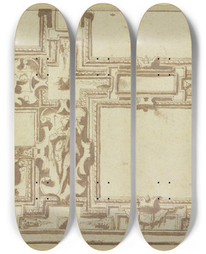 Triptych art skateboard deck of Giovanni Battista Naldini Ceiling Design by Giovanni Battista Naldini (1535-1591)