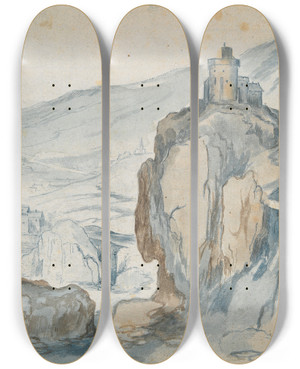 Triptych art skateboard deck of Jan Brueghel The Elder Rockylandscape by Jan Brueghel The Elder (1568-1625)