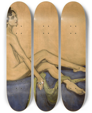 Triptych art skateboard deck of Valentin Alexandrovich Serov Ida Rubenstein by Valentin Alexandrovich Serov (1865-1911)