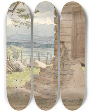 Triptych art skateboard deck of Martinus Rrbye Parti Med Sterhytte by Martinus Rorbye (1803-1848)