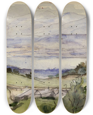 Triptych art skateboard deck of Marie Bracquemond Divonne by Marie Bracquemond (1841-1916)
