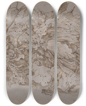 Triptych art skateboard deck of August Richter Farne Und Kruter by August Richter (1801-1873)