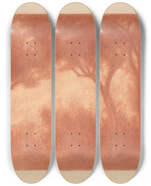Triptych art skateboard deck of Herbert Crowley Forest Landscape With A Clearing by Herbert Crowley (1873-1937)