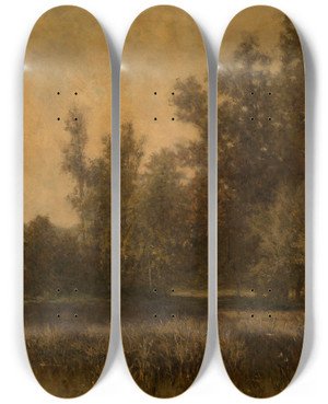 Triptych art skateboard deck of Euphrosine Beernaert Marsh by Euphrosine Beernaert (1831-1901)