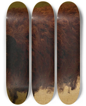 Triptych art skateboard deck of Rosa Bonheur Large Wooly Sheepwether by Rosa Bonheur (1822-1899)