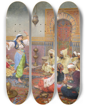 Triptych art skateboard deck of Giulio Rosati The Dance_1 by Giulio Rosati (1858-1917)
