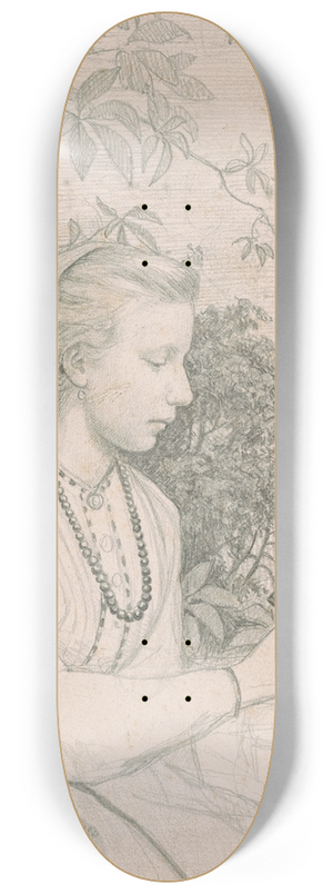 Hans Thoma - Study of Adalberte Schroeter Reading 8.25 inch art skate deck