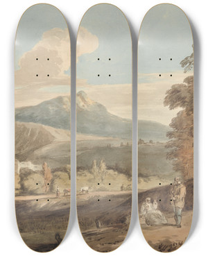 Triptych art skateboard deck of Alexander Monro Classical Landscape by Alexander Monro (1802-1844)