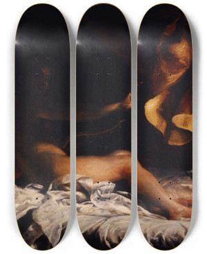Triptych art skateboard deck of Giuseppe Maria Crespi Cupid And Psyche by Giuseppe Maria Crespi (1665-1747)