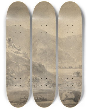 Triptych art skateboard deck of William Gilpin Mountain Landscape by William Gilpin (1724-1804)