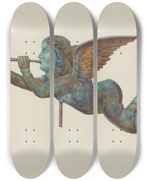 Triptych art skateboard deck of Harriette Gale Gabriel Weather Vane by Harriette Gale