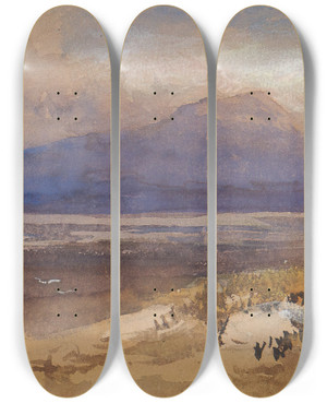 Triptych art skateboard deck of Clarkson Stanfield Scottish Mountain Landscape by Clarkson Stanfield (1793-1867)