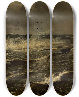 Triptych art skateboard deck of Stanisaw Witkiewicz Baltic Sea Near Palanga by Stanislaw Witkiewicz (1851-1915)