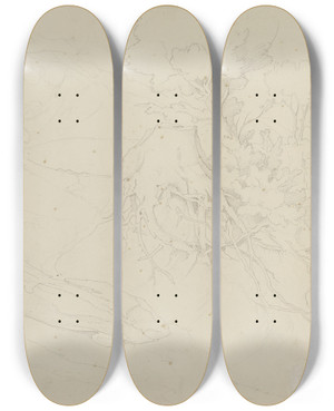 Triptych art skateboard deck of August Lucas Hollow Path Near Olevano by August Lucas (1803-1863)
