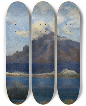 Triptych art skateboard deck of Paul Gauguin Paysage De Te Vaa by Paul Gauguin (1848-1903)