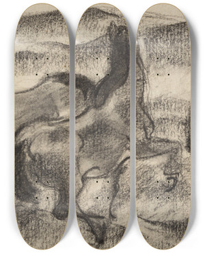 Triptych art skateboard deck of Franz Marc Three Horses In A Hilly Landscape by Franz Marc (1880-1916)