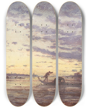 Triptych art skateboard deck of Flix Ziem Venice by Felix Ziem (1821-1911)