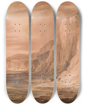 Triptych art skateboard deck of Frederick Calvert Culver Cliff Sandown Bay Isle Of Wight by Frederick Calvert