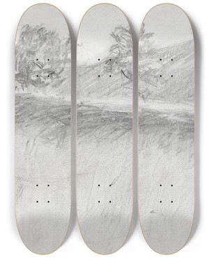 Triptych art skateboard deck of Ludvig Karsten Landskap Telemark by Ludvig Karsten (1876-1926)
