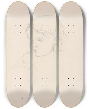 Triptych art skateboard deck of Adolph Tidemand Barneportrett by Adolph Tidemand (1814-1876)
