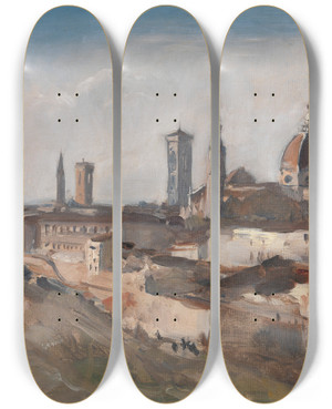 Triptych art skateboard deck of Hercules Brabazon Brabazon Florence by Hercules Brabazon Brabazon (1821-1906)