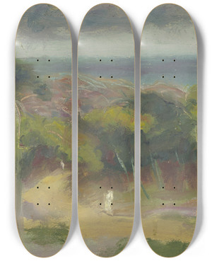 Triptych art skateboard deck of Arno Knig Seascape by Arno Konig (1894)