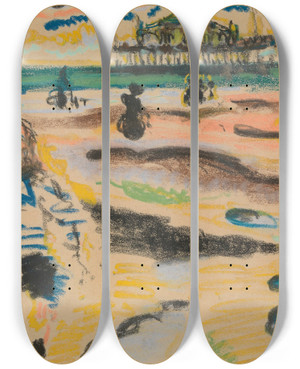 Triptych art skateboard deck of Jules Schmalzigaug Pier In Scheveningen by Jules Schmalzigaug (1882-1917)