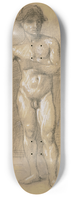 Hans Von Mares - Akt eines jungen stehenden Mannes 8.25 inch art skate deck