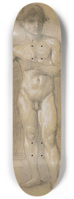 Hans Von Mares - Akt eines jungen stehenden Mannes 8.25 inch art skate deck