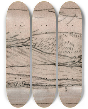 Triptych art skateboard deck of Theo Van Hoytema Duinlandschap by Theo Van Hoytema (1863-1917)