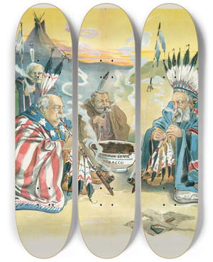 Triptych art skateboard deck of Charles Jay Taylor Let Us Have Peace by Charles Jay Taylor (1855-1929)