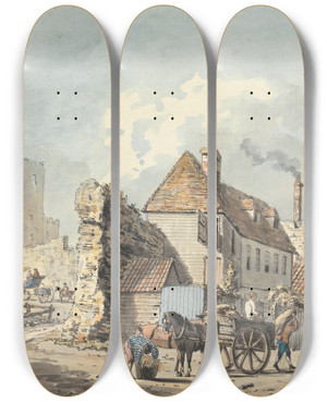 Triptych art skateboard deck of John Thomas Serres Rochester by John Thomas Serres (1759-1825)