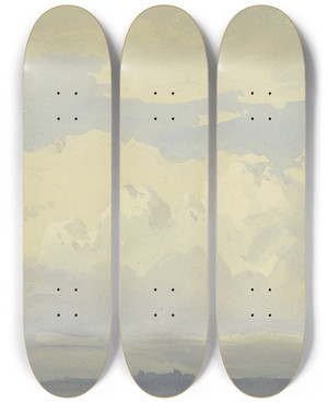 Triptych art skateboard deck of Peter Burnitz Studies Of Clouds by Peter Burnitz (1824-1886)