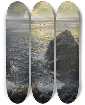 Triptych art skateboard deck of Willy Hamacher Meeresweite by Willy Hamacher (1865-1909)