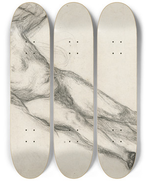 Triptych art skateboard deck of Pierre Puvis De Chavannes Study For The War by Pierre Puvis De Chavannes (1824-1898)