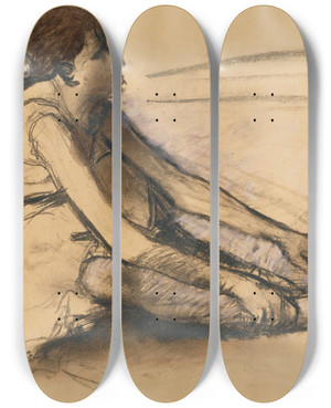 Triptych art skateboard deck of Edgar Degas Le Repos De La Danseuse by Edgar Degas (1834-1917)