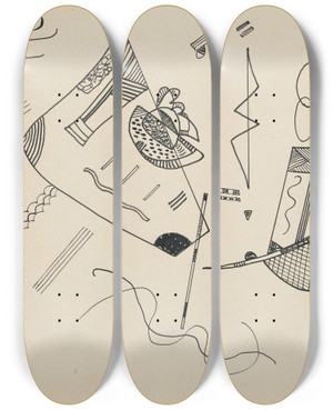 Triptych art skateboard deck of Wassily Kandinsky Ohne Titel_7 by Wassily Kandinsky (1866-1944)