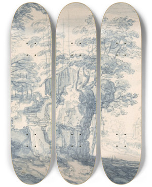 Triptych art skateboard deck of Isaak Major Landscape by Isaak Major (1576-1630)